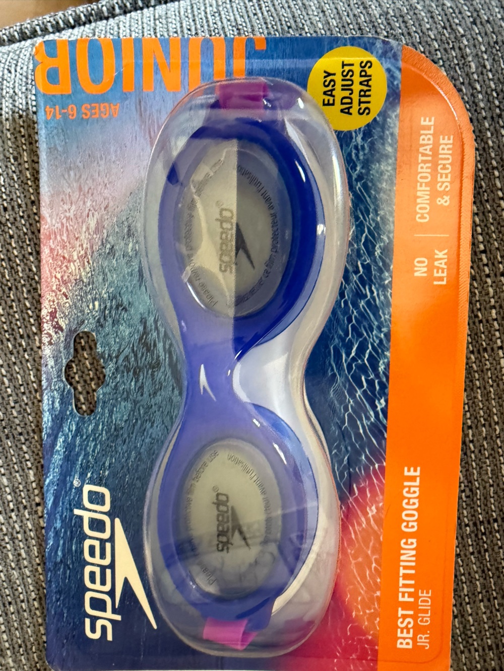 Speedo Light Blue Junior Swim Goggles with Yellow Accent